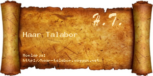Haar Talabor névjegykártya